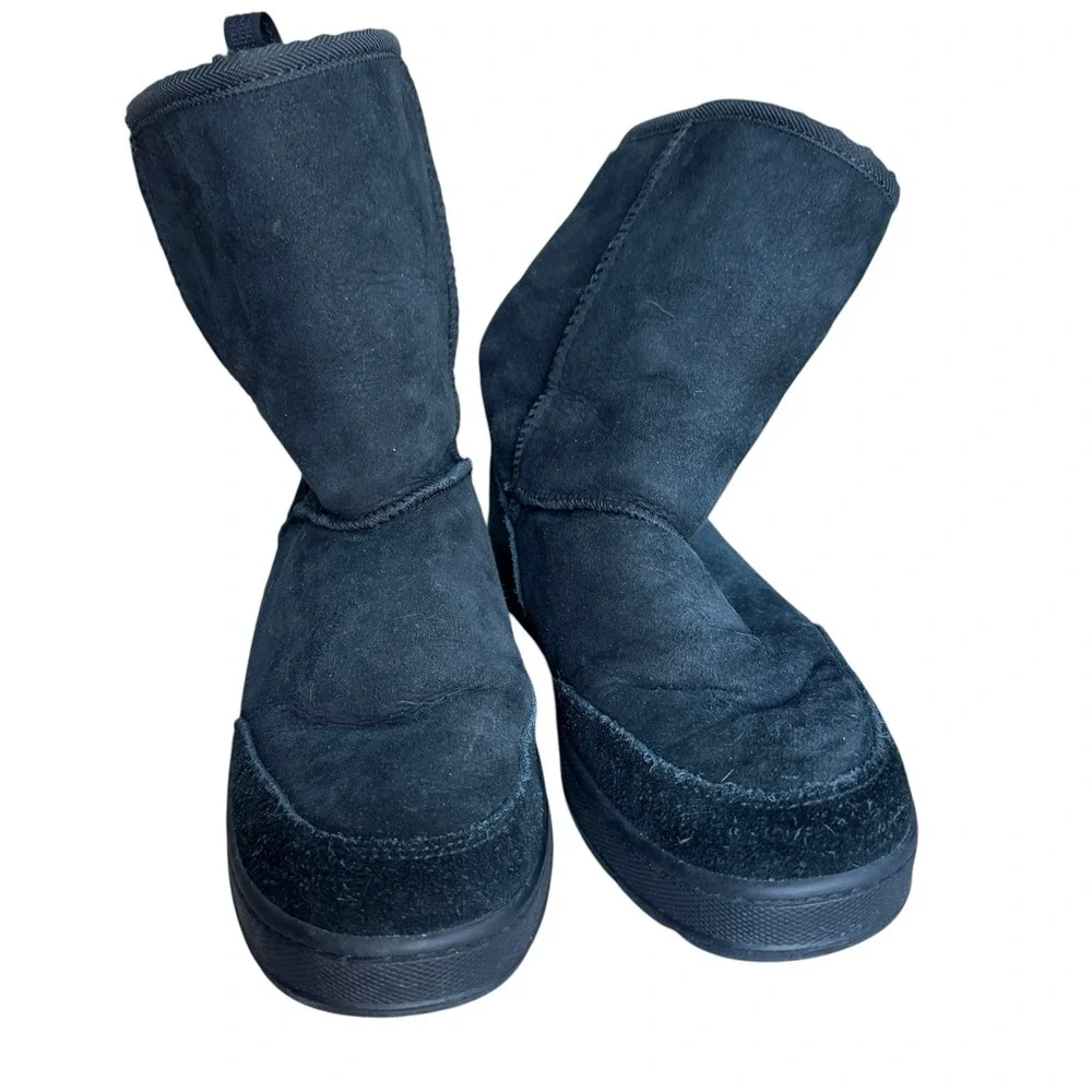 LL Bean Wicked‎ Good Suede Leather Winter Boots Shearling Lined Black Size 6